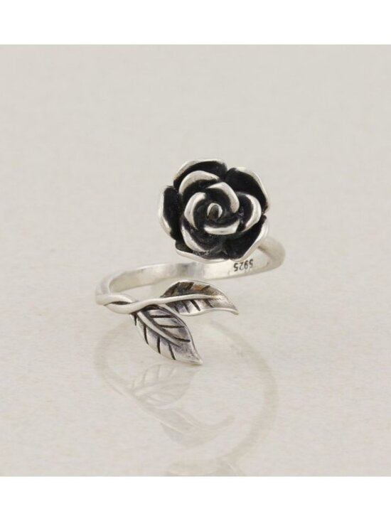 Unbranded Jewelry - Sterling Silver Rose Flower Ring Bypass Ring Spoon Ring Size 7 Adjustable